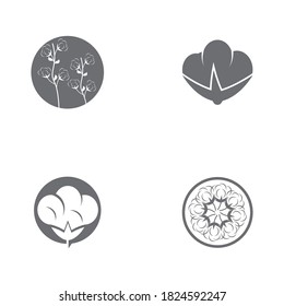 Set  Of Cotton flower vector icon template 