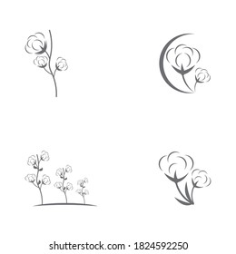 Set  Of Cotton flower vector icon template 