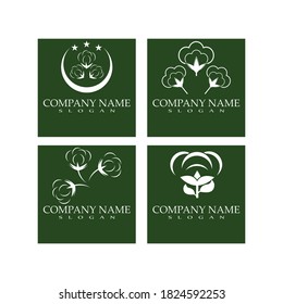 Set  Of Cotton flower vector icon template 