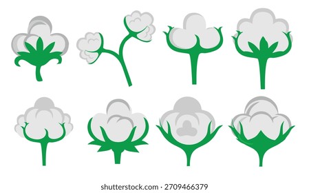 set of Cotton Flower vector illustration