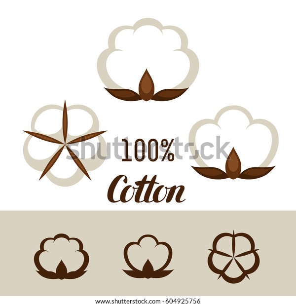 Set Cotton Icons Emblems Clothing Production Stock Vector (Royalty Free ...