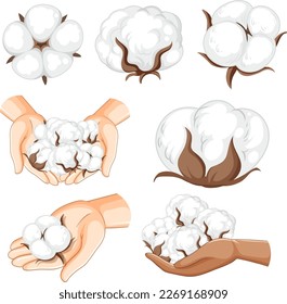 Set of cotton isolated cartoon illustration