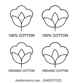Set of Cotton organic icon, clothing symbol natural symbol, web graphic vector illustration .