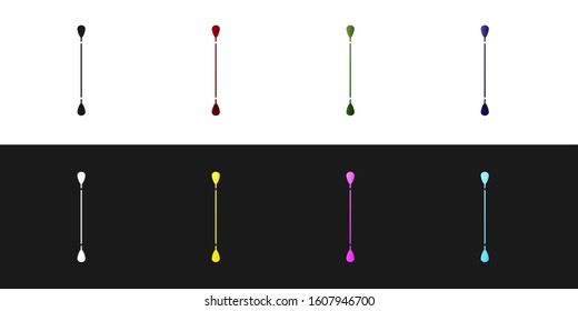 Set Cotton swab for ears icon isolated on black and white background.  Vector Illustration