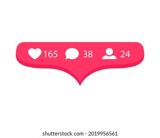 Set counter with info for social media. Icons social networking: like, follow, share, comment, user. Vector illustration.