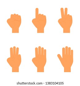 set of counting fingers 1-5. hands sign icon. isolated on white background. vector Illustration.