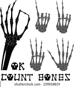 Set of counting signs made with skeleton