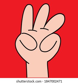 Set of counting three hand sign. Three steps or options concept.
