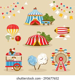 Set of country fair objects vector illustration