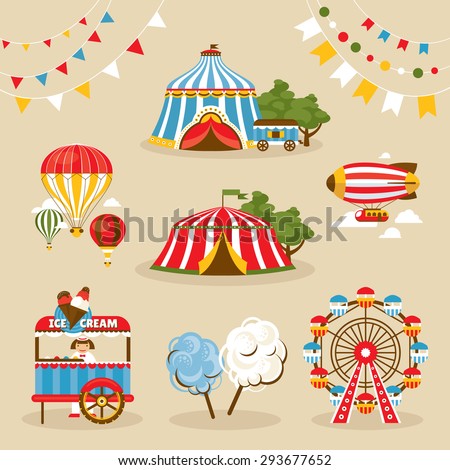 Set of country fair objects vector illustration