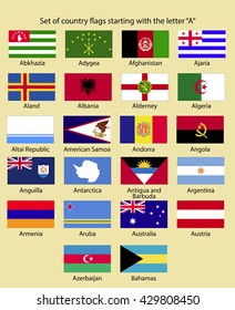 Set of country flags starting with the letter A.