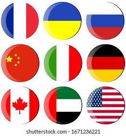 Set Country Flags Usa China Russia Stock Vector (Royalty Free ...