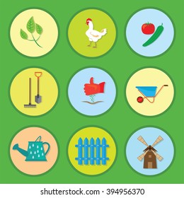 Set of country house (garden) hand drawn vector icons