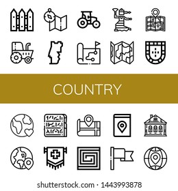 Set of country icons such as Fence, Tractor, Map, Portugal, Flamenco, Earth, Globe, Egypt, Flag, Portuguese, Izba , country