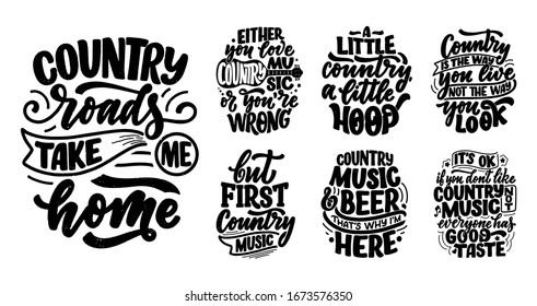 set country music lettering quotes festival stock vector royalty free 1673576350 shutterstock