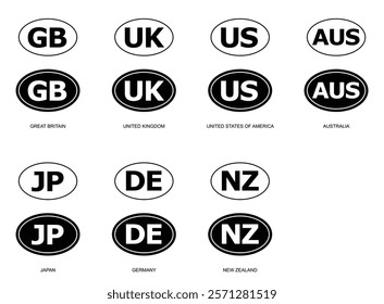 Set Country National Oval Circle Sticker Decal Car Vehicle