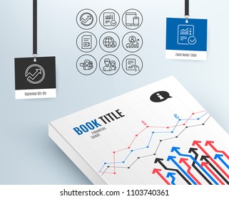 Set of Couple, Checked calculation and Video file icons. Audit, Ð¡areer ladder and Mobile devices signs. Woman love, International recruitment and Document symbols. Vector