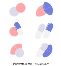 A set of a couple of different pill shapes