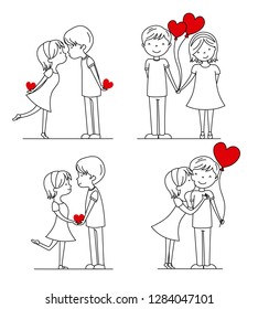 set of couple in love. isolated vector