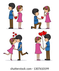 set of couple in love. isolated vector