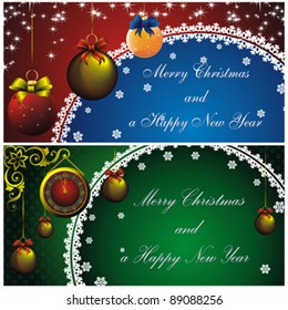 set of couple new year cards with Christmas decor