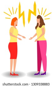 a set of a couple of people quarrel and swear. Aggressive people yell at each other. design graphics in a flat style