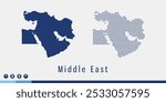 Set couple pixel blue map of Middle East vector.