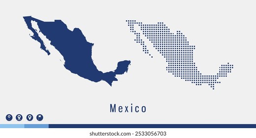 Set couple pixel blue map of Mexico vector.