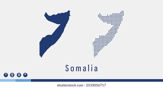 Establecer un par de píxeles de mapa azul del Vector de Somalia.
