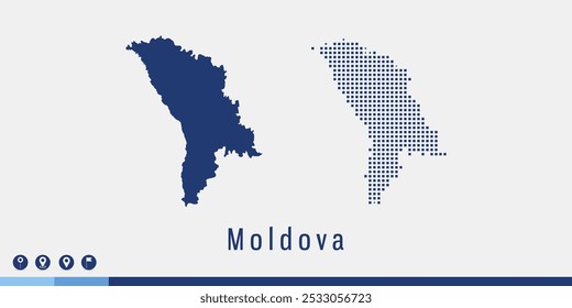 Defina o mapa azul de par pixel do vetor Moldávia.