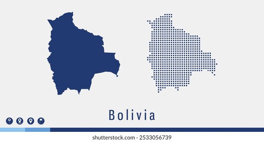 Set couple pixel blue map of Bolivia vector.