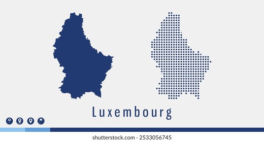 Set couple pixel blue map of Luxembourg vector.