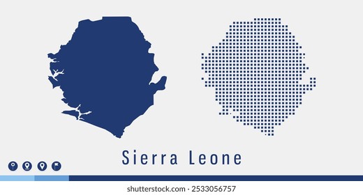 Set couple pixel blue map of Sierra Leone vector.