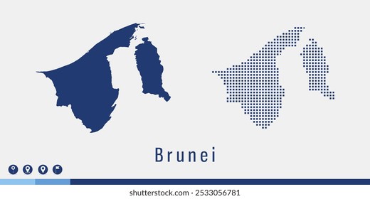 Set couple pixel blue map of Brunei vector.