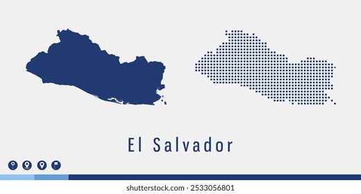 Set couple pixel blue map of El Salvador vector.