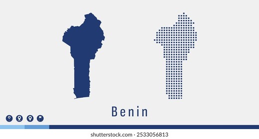 Set couple pixel blue map of Benin vector.