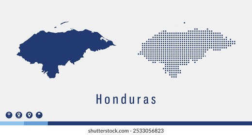 Set couple pixel blue map of Honduras vector.