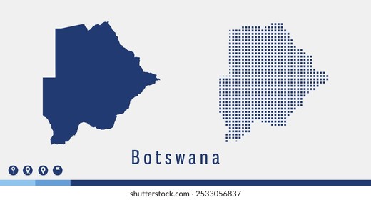 Set couple pixel blue map of Botswana vector.