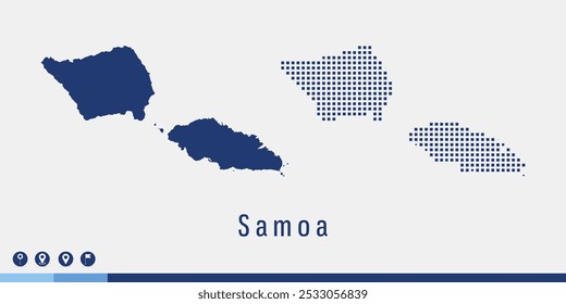 Set couple pixel blue map of Samoa vector.