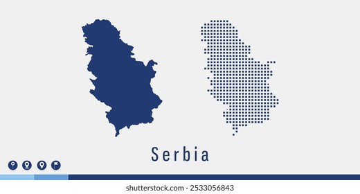 Establecer un par de píxeles de mapa azul del Vector de Serbia.