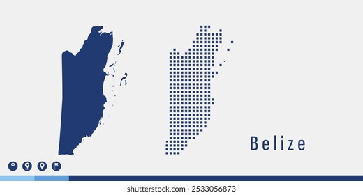 Set couple pixel blue map of Belize vector.