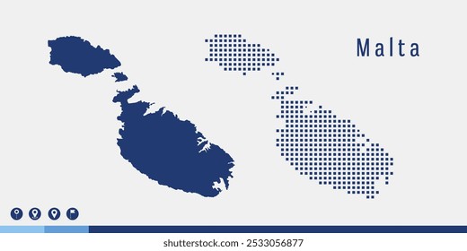 Establecer un par de píxeles de mapa azul del Vector de Malta.