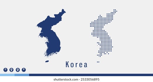 Set couple pixel blue map of Korea vector.