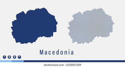 Set couple pixel blue map of Macedonia vector.