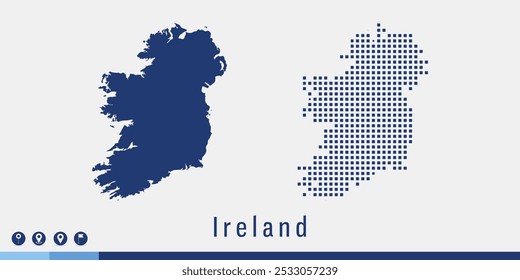Set couple pixel blue map of Ireland vector.