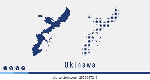 Set couple pixel blue map of Okinawa vector.