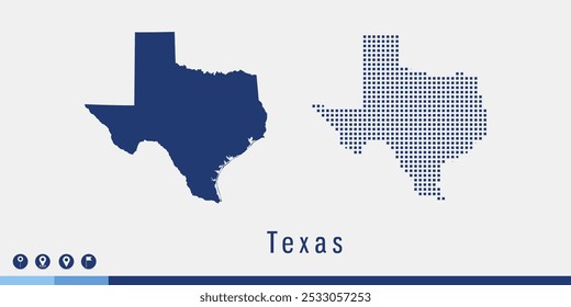 Defina o mapa de pixels azuis do vetor Texas.