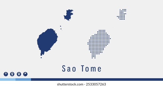 Set couple pixel blue map of Sao Tome vector.