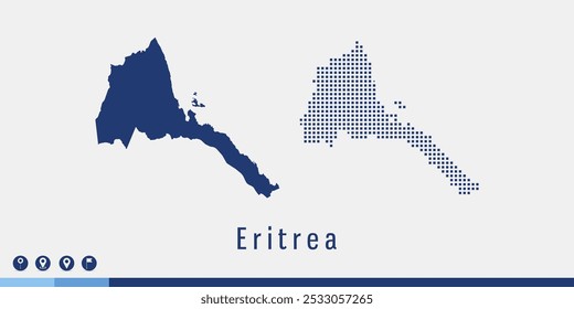 Set couple pixel blue map of Eritrea vector.
