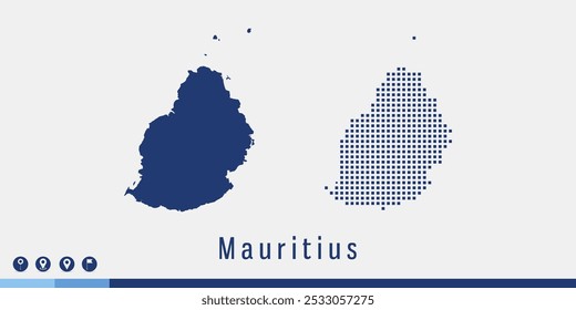 Set couple pixel blue map of Mauritius vector.